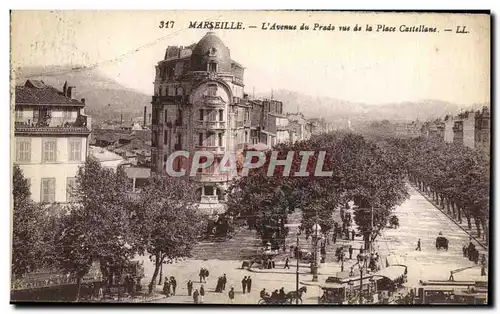 Ansichtskarte AK Marseille L&#39Avenue du Prado Vue de la Place Castellane Tramway