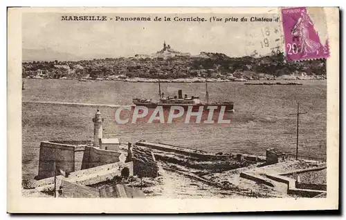 Ansichtskarte AK Marseille Panorama de la Corniche Vue prise du chateau d&#39If Bateau