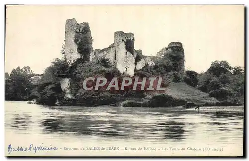 Cartes postales Environs de Salies De Bearn Ruines de Bellocq Les tours du chateau