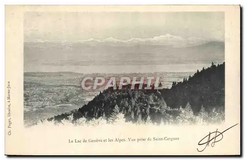 Ansichtskarte AK Le lac de Geneve et les Alpes Vue prise de Saint Cergues