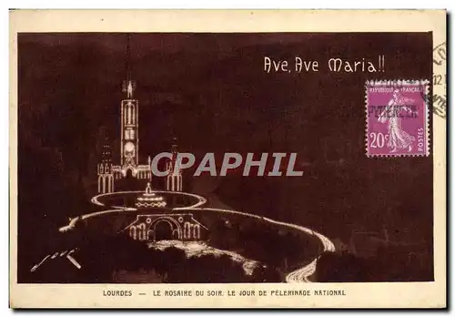 Cartes postales Lourdes Le Rosaire Du Soir Le Jour De Pelerinage