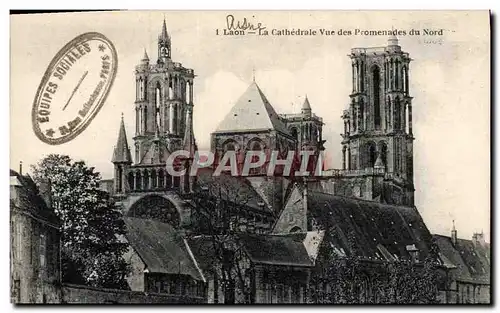 Ansichtskarte AK Laon La Cathedrale Vue Des Promenades du Nord