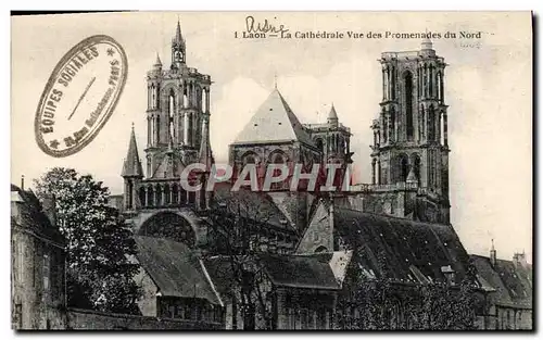 Cartes postales Laon La Cathedrale Vue Des Promenades du Nord