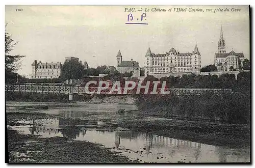 Cartes postales Pau Le Chateau et l'Hotel Gassion Vue Prise du Gave