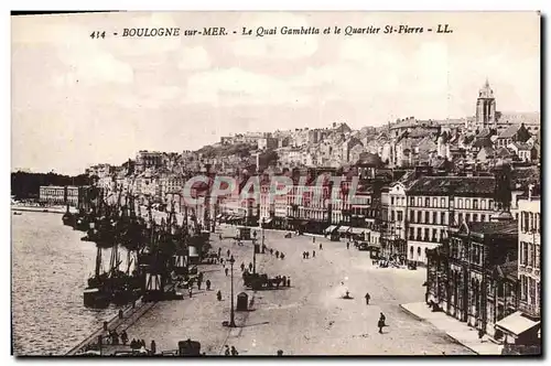 Cartes postales Boulogne Sur Mer Le Quai Gambetta et le quartier St Pierre Bateaux