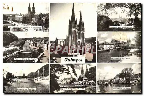 Moderne Karte Quimper Les passerelles sur l&#39Odet et la cathedrale Champ de bataille