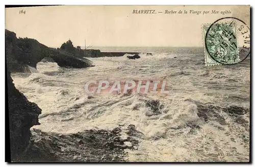 Cartes postales Biarritz Rocher de la Vierge Par Mer agitee