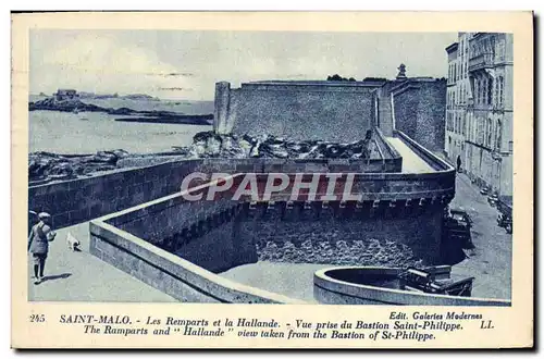 Cartes postales Saint Malo Les Remparts et la Hallande Vue Prise du Bastion Saint Philippe