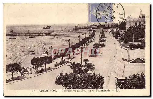 Cartes postales Arcachon Perspective du Boulevard Promenade