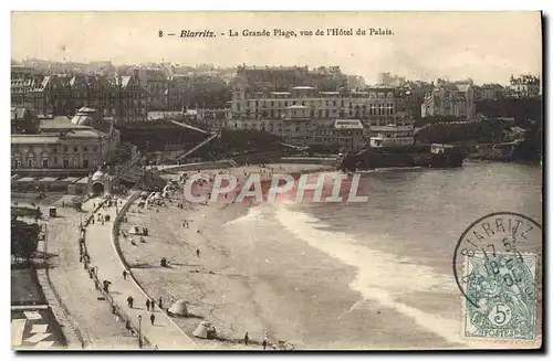 Cartes postales Biarritz La Grande Plage Vue De L&#39Hotel du Palais