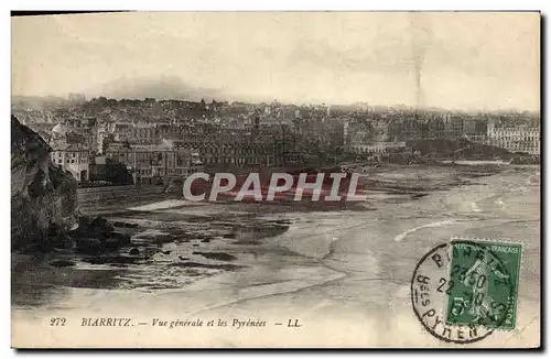 Cartes postales Biarritz Vue Generale et les Pyrenees