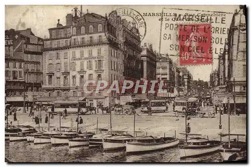 Cartes postales Marseille Rue Cannebiere Et Le Quai des Belges Bateaux Tramway