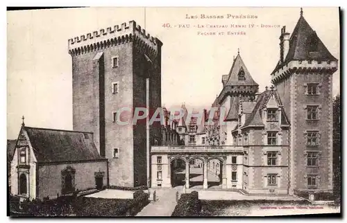 Cartes postales Pau Le Chateau Henri IV Facade et entree