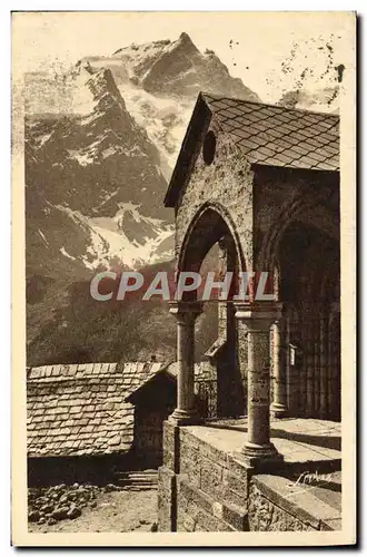 Cartes postales La Meije et le porche de l'eglise des terrasses
