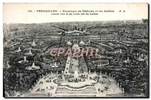 Cartes postales Versailles Panorama du Chateau et les Jardins