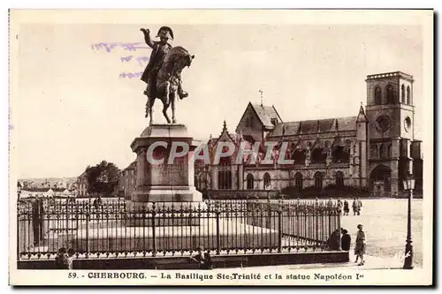 Ansichtskarte AK Cherbourg La Basilique Ste Trinite et la Statue Napoleon l er