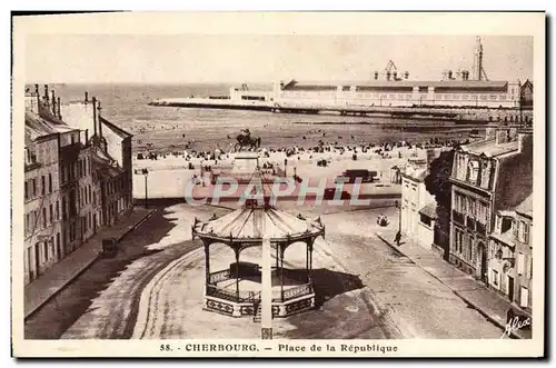 Ansichtskarte AK Cherbourg Place de la Republique Napoleon 1er