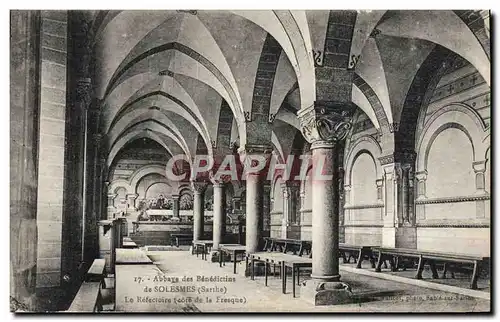 Cartes postales Abbaye Des Benedictins De Solesmes Le refectoire Cote de la fresque