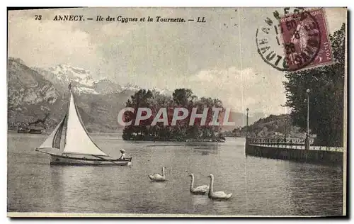 Cartes postales Annecy Ile Des Cygnes Et La Tournette Bateau