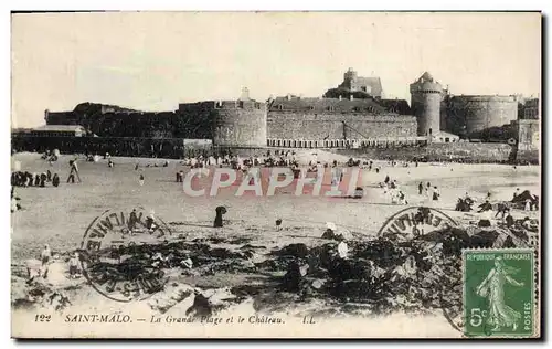 Ansichtskarte AK Saint Malo La Grande Plage Et Le Chateau