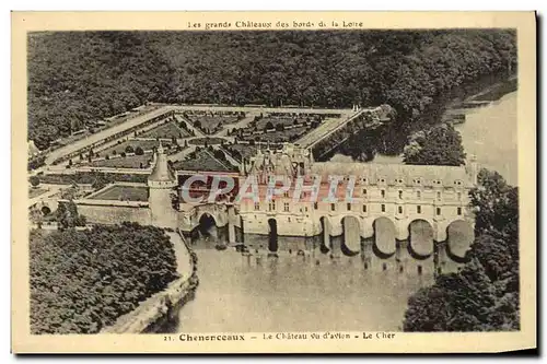 Cartes postales Chenonceaux Le Chateau Vu D&#39avion Le Cher