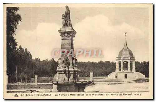 Cartes postales Saint Anne D&#39Auray La fontaine miraculeuse et le monument aux morts