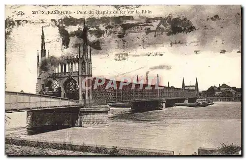 Ansichtskarte AK Strasbourg Pont Du chemin De Fer Sur Le Rhin