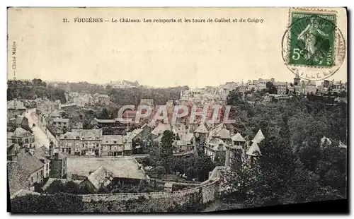 Cartes postales Fougeres Le Chateau Les Remparts Et Les Tours De Guibet Et De Colgny