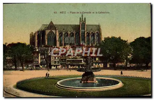 Ansichtskarte AK Metz Place de la Comedie et la Cathedrale