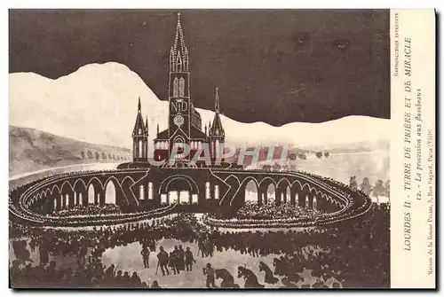 Cartes postales Lourdes La procession aux flambeaux