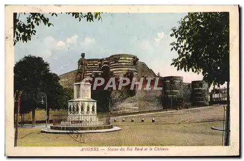 Cartes postales Angers Statue du Roi Rene et le Chateau