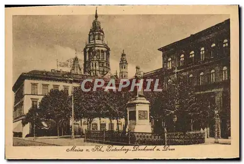 Ansichtskarte AK Mainz a Rh Gutenberg Denkmal u Dom