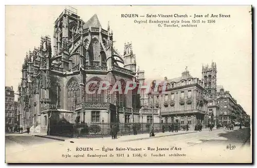 Cartes postales Rouen Eglise Saint Vincent Rue Jeanne d&#39Arc