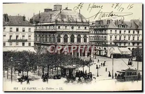 Ansichtskarte AK Le Havre Le Theatre Tramway