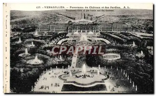 Cartes postales Versailles Panorama du Chateau et des Jardins