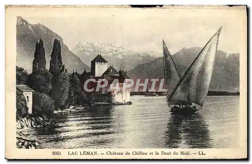 Ansichtskarte AK Lac Leman Chateau de Chillon et la Dent du Midi Bateau