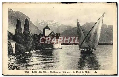 Cartes postales Lac Leman Chateau de Chillon et la Dent du Midi Bateau