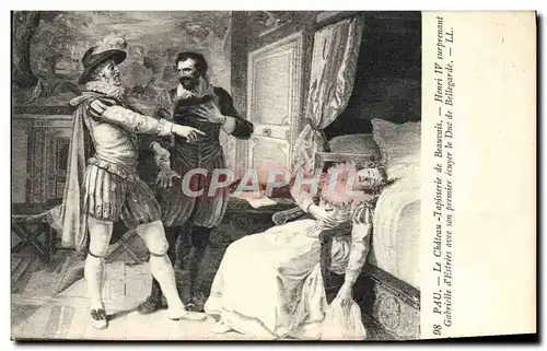 Cartes postales Pau Le Chateau Tapisserie de Beauvais Henri IV surprenant Gabrielle d'Estrees avec son premie