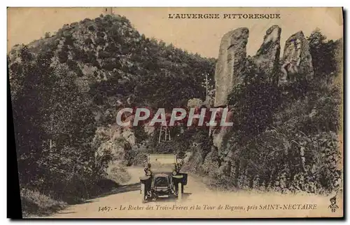 Cartes postales L&#39Auvergne Pittoresque Le Rocher Des Trois Freres et la Tour de Tognon Saint Nectaire Automob