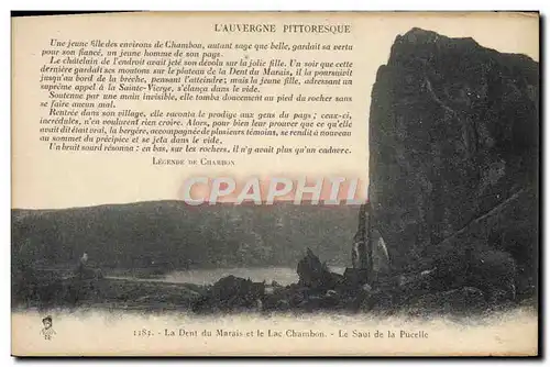 Cartes postales L&#39Auvergne Pittoresque La Dent du Marais et le Lac Chambon Le saut de la Pucelle