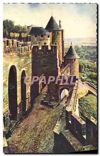 Ansichtskarte AK Carcassonne La Cites Les Machicoulis et la Porte du Senechal