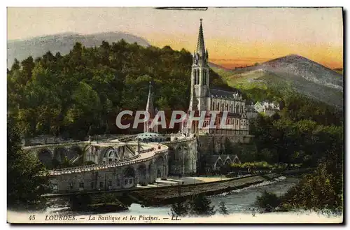 Ansichtskarte AK Lourdes La Basilique et les Piscines