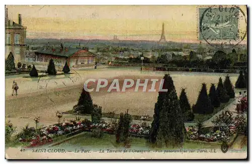 Cartes postales Saint Cloud Le Parc La Terrasse de l&#39Orangerie Vue Panoramaique sur Paris Tour Eiffel