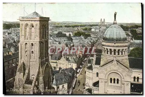 Cartes postales Tours Panorama Tour Charlemagne Basilique St Martin