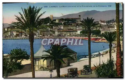 Cartes postales Cannes Le Mont Chevalier et la Promenade de La Croisette Automobile