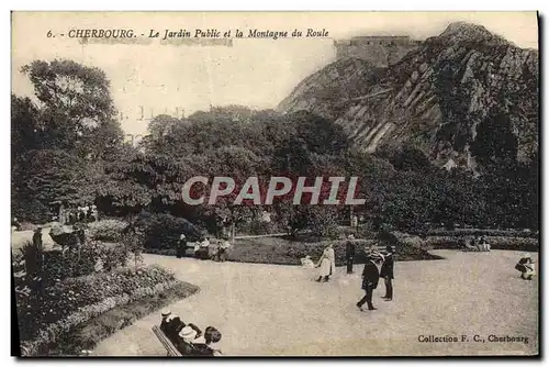 Cartes postales Cherbourg Le Jardin Public et la Montagne du Roule