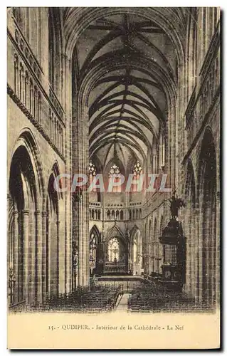 Ansichtskarte AK Quimper Interieur de la Cathedrale la nef