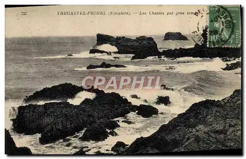 Cartes postales Tregastel Primel Les Chaises Par Gros temps