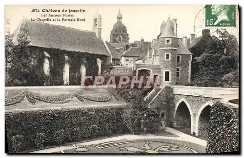 Cartes postales Chateau de Josselin Les Anciens Fosses La chapelle et la poterne Nord