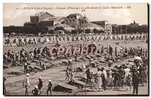 Ansichtskarte AK Royan Concours d&#39Ouvrages En Sable Devant Le Casino Municipal Enfants